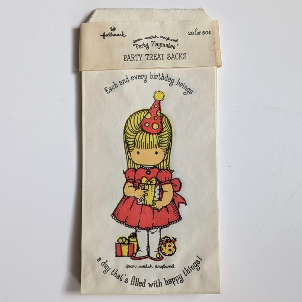 Vintage 1975 Hallmark Birthday Party Favor‎ Bags Joan Walsh Anglund Playmates